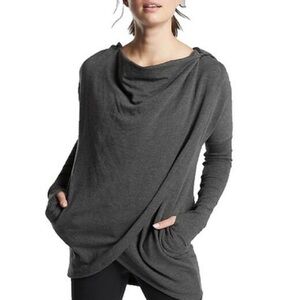 Athleta Purana Wrap Sweatshirt Charcoal Grey - Size S